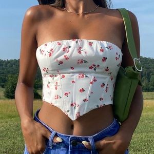 Princess Polly White Floral Bustier, size 6